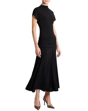 Santorelli Kardi Ruched Mock Neck Maxi Dress - Black