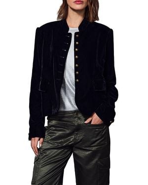 Sanctuary Matera Button Front Velvet Jacket - Blue