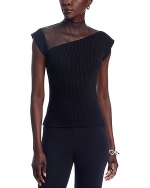 Sioni Mesh Inset Ribbed Sweater - Blue