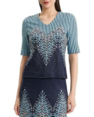 Ming Wang Linear Ombre Soft Knit Top - Blue