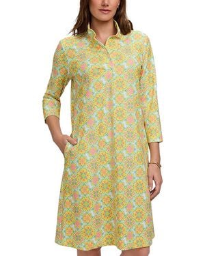 Foxcroft Tammy Sicilian Tile Dress - Yellow