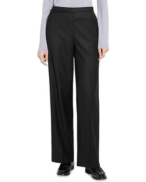 Theory Wide Leg Pull On Full Length Pants - Black