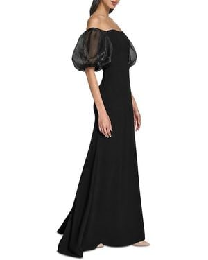 Eliza J Off-The-Shoulder Puff Sleeve Gown - Black