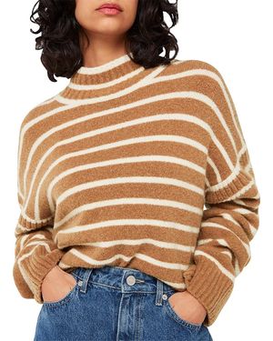 Whistles Striped Turtleneck Sweater - Brown