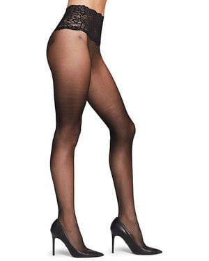 Commando Sexy Sheer Lace Top Tights - Black