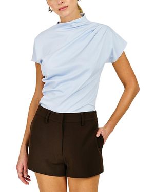 Line & Dot Archer Draped Top - Blue