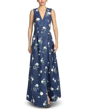 Sachin & Babi Brooklynne Printed Jacquard Gown - Blue