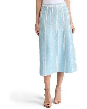 Ming Wang Roadmap Pattern Soft Knit Midi Skirt - Blue