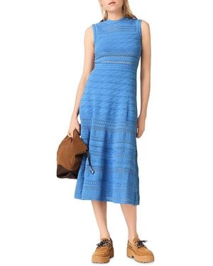 Maje Pointelle Knit Maxi Dress - Blue