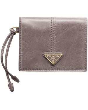 Prada Small Leather Wallet - Gray