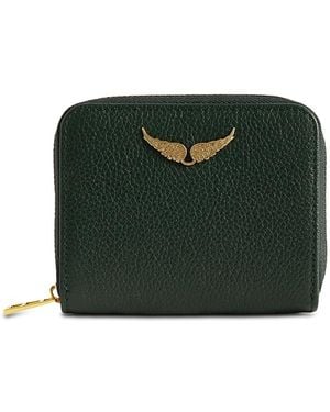 Zadig & Voltaire Mini Grained Leather Zip Wallet - Green