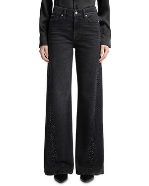 7 For All Mankind Twisted Lotta Embellished Flare Leg Jeans - Black