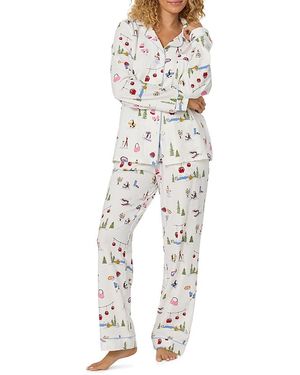 Bedhead Santa's Night Out Cotton Stretch Knit Pajama Set - White