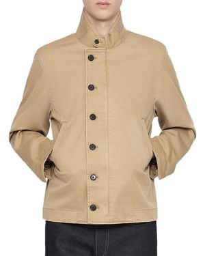 AllSaints Enfield Cotton Blend Stand Collar Jacket - Natural