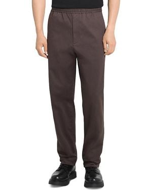 Theory Relaxed Fit Tapered Moonsoft Cotton Pants - Brown