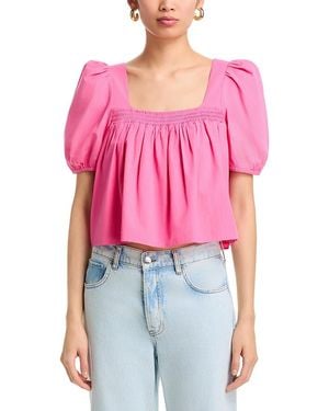 French Connection Cambria Cotton Puff Sleeve Top - Pink
