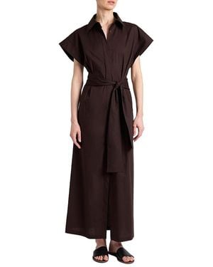 Santorelli Nisa Cap Sleeve Poplin Shirt Dress - Black