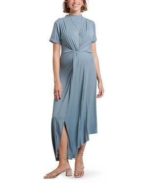 Nom Maternity Talia Twist Dress Maternity Dress - Blue