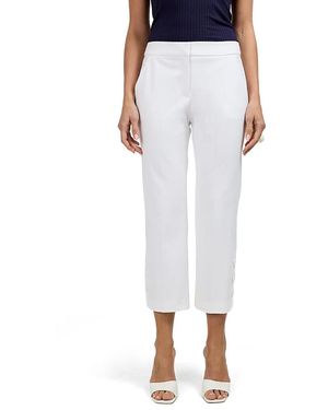 Trina Turk Ore Button-Hem Cropped Pant - Blue