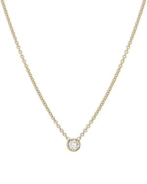 Zoe Lev 14K Diamond Bezel Fine Link Pendant Necklace, 16-18 - Metallic