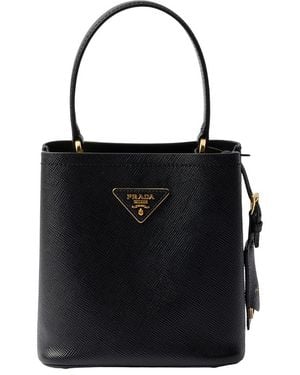 Prada Panier Mini Saffiano Leather Bag - Black