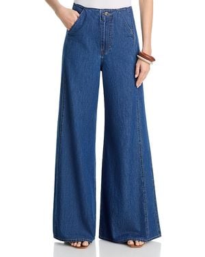 Veronica Beard Digby High Rise Wide Leg Jeans - Blue