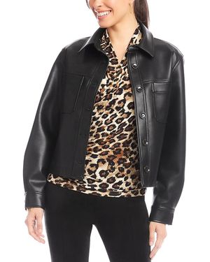 Karen Kane Faux Leather Cropped Jacket - Black