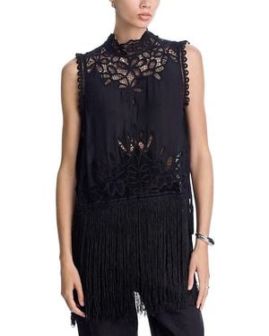 Sea Adelina Lace Fringe Top - Blue