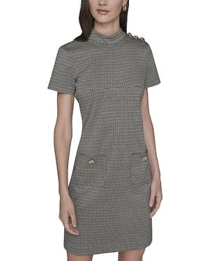 KARL LAGERFELD Mini Houndstooth Print Dress - Gray