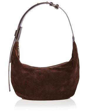 Aqua Suede Hobo Shoulder Bag - Brown