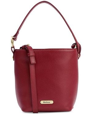 Barbour Cedar Mini Leather Bucket Bag - Red