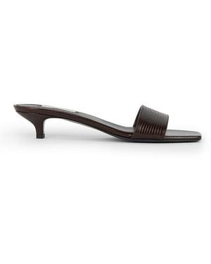 TOTEME Slim Lizard Embossed Bandeau Mules - Brown