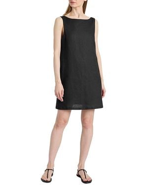 Santorelli Jaclyn Sleeveless Shift Linen Dress - Black