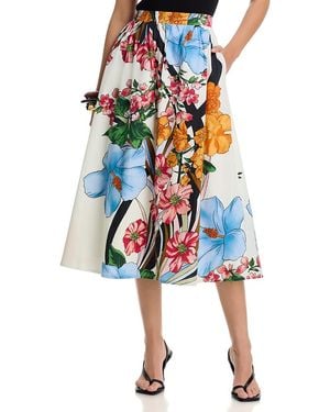 Tahari Pull On Flat Front Full Maxi Skirt - White