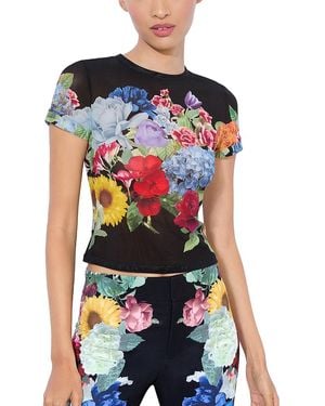 Alice + Olivia Tess Crewneck Mesh Tee - Blue