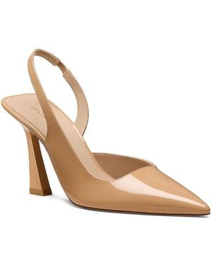 Stuart Weitzman Vinnie D'Orsay Patent Leather Slingback Pumps - Metallic