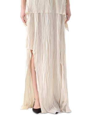 Jason Wu Bicolor Pleated Asymmetrical Maxi Skirt - Natural