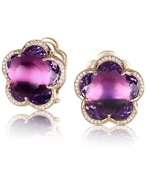 Pasquale Bruni 18K Rose Bon Ton Amethyst & Diamond Flower Stud Earrings - Purple