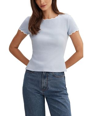 EVER NEW Rebecca Scallop Trim T-Shirt - Blue