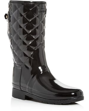 HUNTER Refined Quilted Gloss Rain Boots - Black