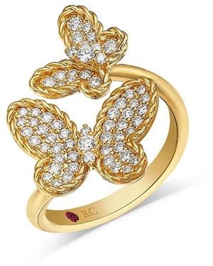 Roberto Coin 18K Jasmine Diamond Pave Butterfly Bypass Ring - Metallic