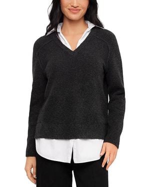 Karen Kane Layered Look Relaxed Sweater - Black