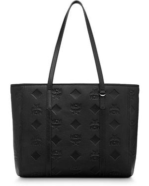 MCM Toni Maxi Monogram Leather Shopper Bag - Black