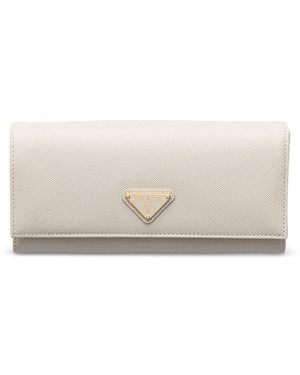 Prada Large Saffiano Leather Wallet - Natural