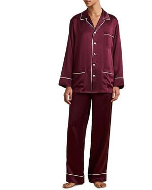 Olivia Von Halle Yves Silk Long Pajama Set - Red