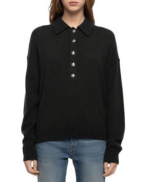 Zadig & Voltaire Soula Bijoux Cashmere Polo Sweater - Black