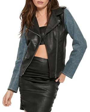 AS by DF The Editor Leather Denim Jacket - Gray