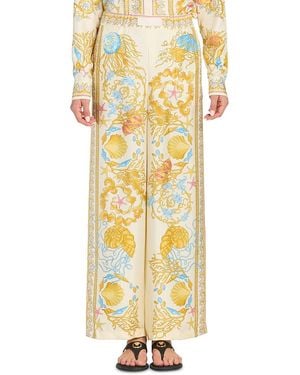 Versace Underwater Barocco Foulard Silk Pants - Metallic