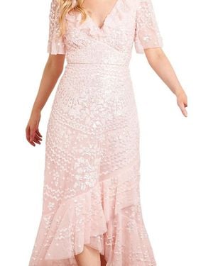 Needle & Thread Anais Sequin Frill Ankle Gown - Pink