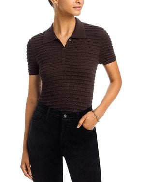 FRAME The Smocked Silk Cotton Blend Polo - Black